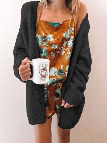 Fashion Plush Knit Cardigan Coat