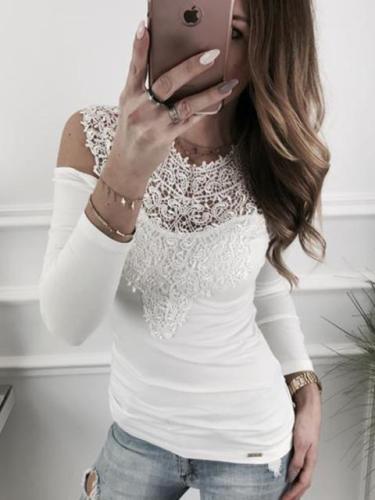 Lace Gored Long sleeve T-Shirts