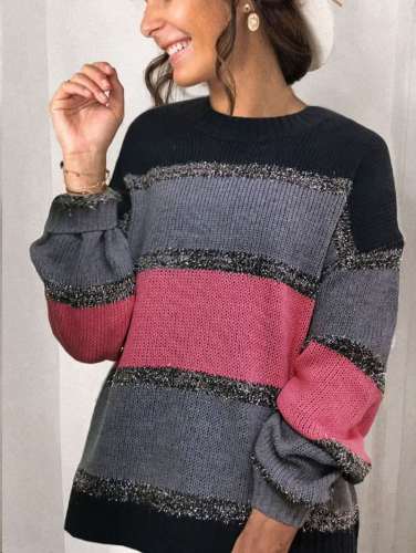 Fashion Casual Gored Round enck Long sleeve Knit Sweaters
