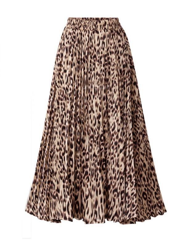 Women leopard printed long skirts