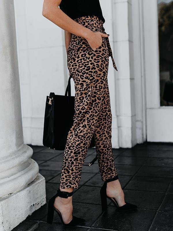 Casual Fashion Leopard printed long pants