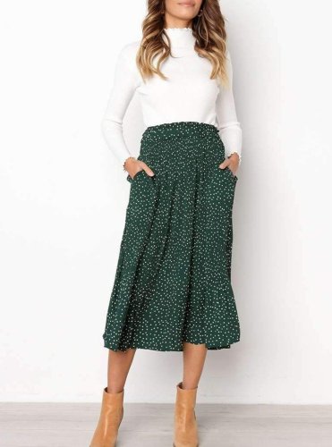 Fashion Point Drape Printed Long Skirts Women Dresses