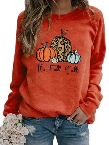 Pumpkin printed round neck long sleeve halloween printed sweatshirts