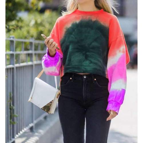 Fashion Casual  Gradient print Round neck Long sleeve Sweatshirts