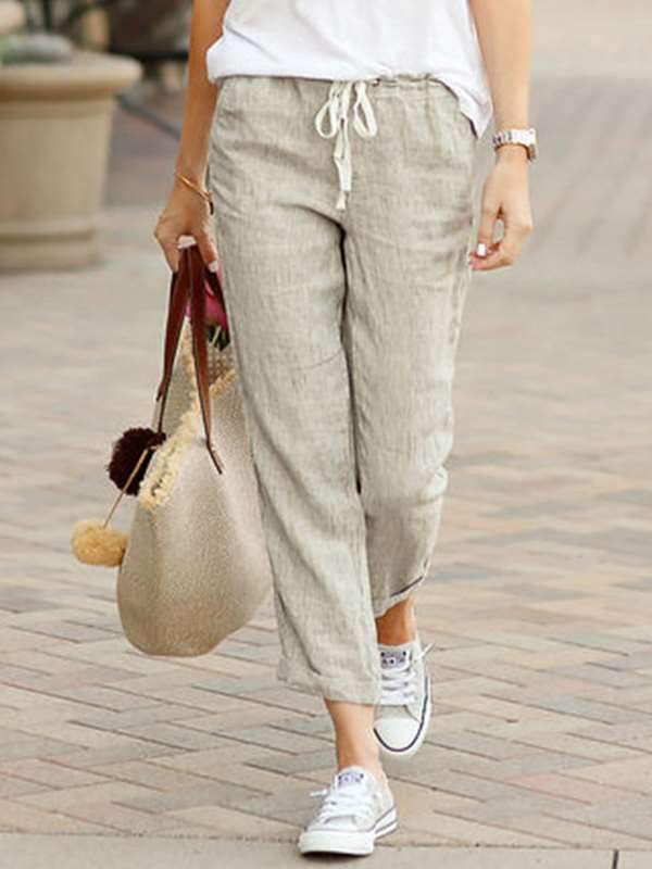 Women casual daily long cotton loose pants