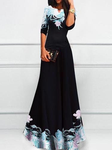 Elegant Woman Half sleeve Print Flory Maxi Dresses
