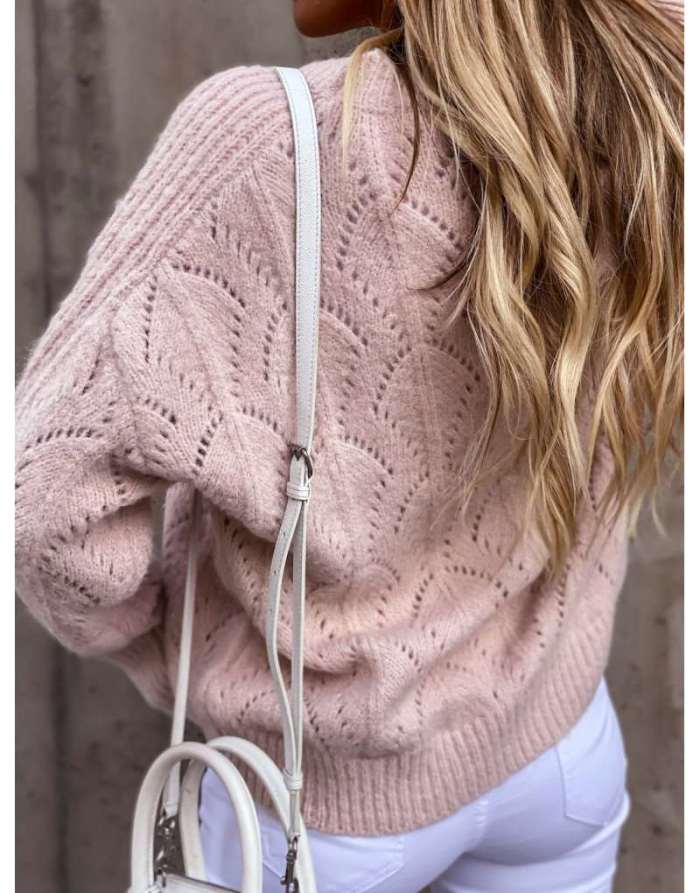 Fashion Pure Hollow out Round neck Long sleeve Sweaters