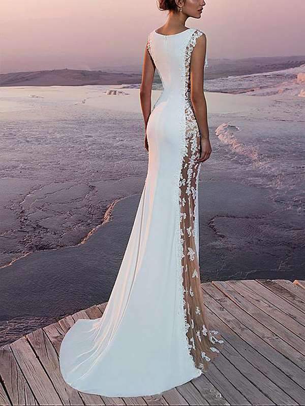 Sexy long dress floor-length fishtail  party wedding evening dress
