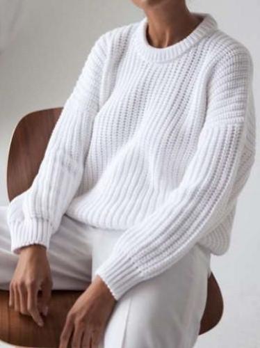 Fashion Casual Pure Round neck Long sleeve Knit Sweaters