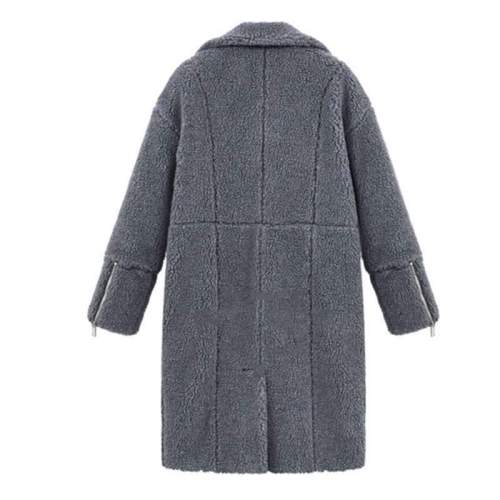 Casual Loose Plush Lapel Long sleeve  Woollen Coats