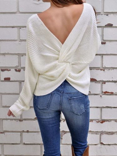 Fashion Pure Knit Snarls Long sleeve Sweaters
