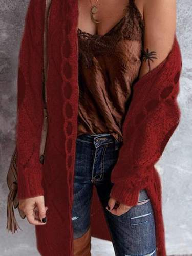 Women stylish knit Long-sleeved cardigan sweaters