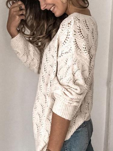 Fashion hollow out  v-neck long  sleeve cardigan sweaters