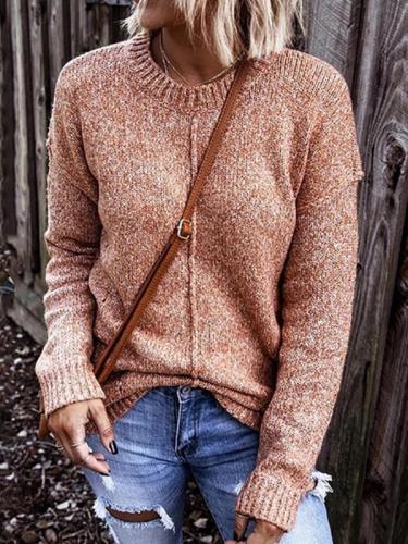 Plain women long sleeve knit round neck sweaters for women