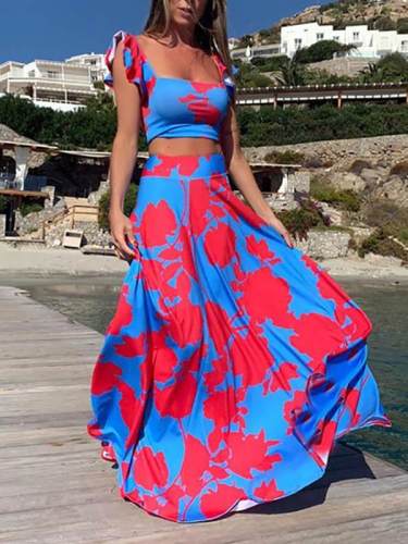 Floral Printed strapless maxi dresses for women