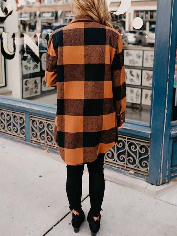 Stylish grid printed women coats