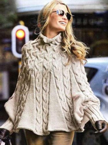 Loose Knit High collar Pure Long sleeve Sweaters