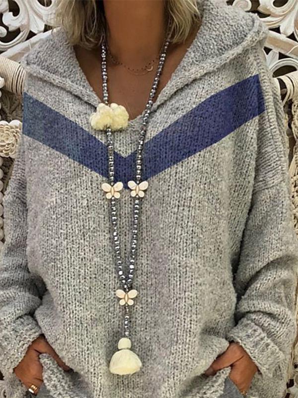 Matching Hooded Long Sleeve Knitted Sweater