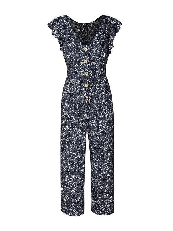 Summer floral casual straight pants  jumpsuits