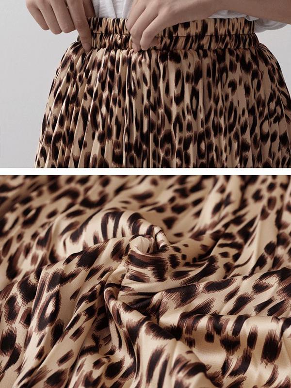 Women leopard printed long skirts