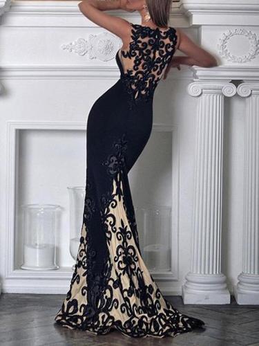 Sexy long black lace off shoulder long evening dresses