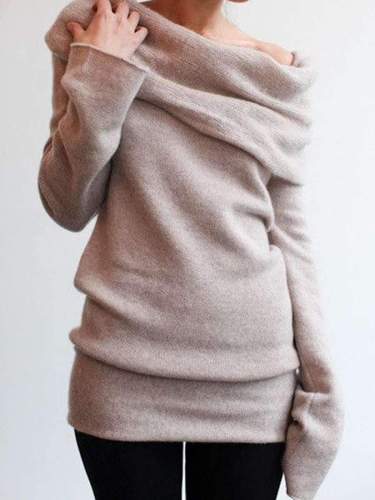 Fashion Knit Off shoulder Long sleeve Sweaters
