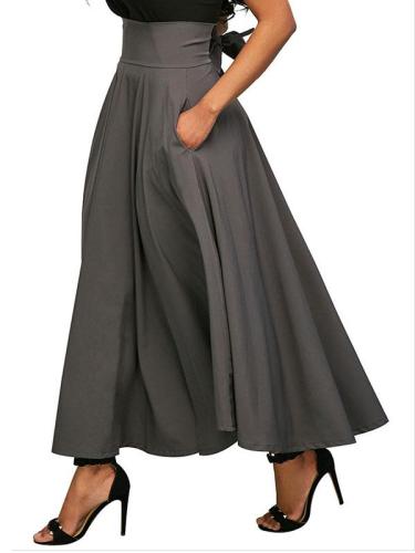 Plain Bowknot Zipper Long Skirt