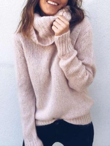 Fashion Pure High collar Long sleeve Knit Sweaters