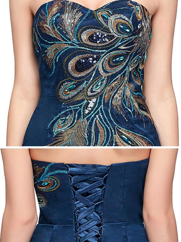 Embroidery Contrast V-Neck Sleeveless Mermaid Long Evening Dresses