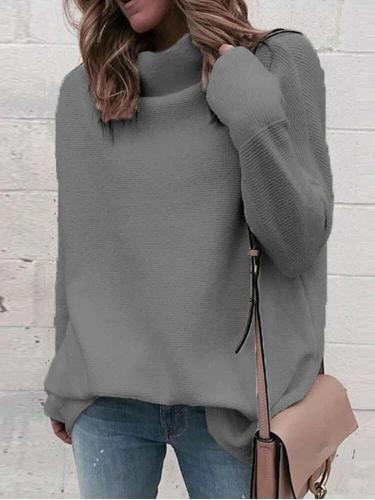 Fashion Casual Pure High collar Long sleeve Sweaters