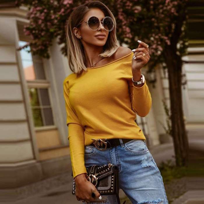 Fashion Pure Round neck Long sleeve Sweaters