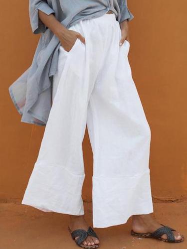 Loose casual cotton women long plain pants