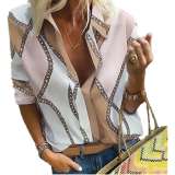 Fashion Print Lapel Long sleeve Blouses
