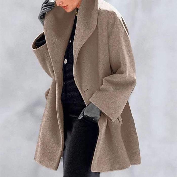 Fashion Cape collar Pure Long sleeve Coats