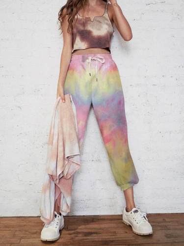 Loose tie-dyed casual long pants