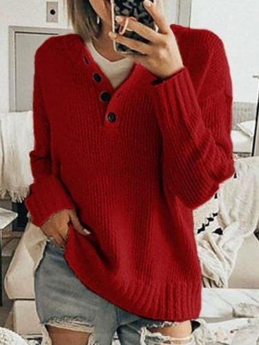 Casual Fashion Long sleeve Pure Fastener Knit Sweaters