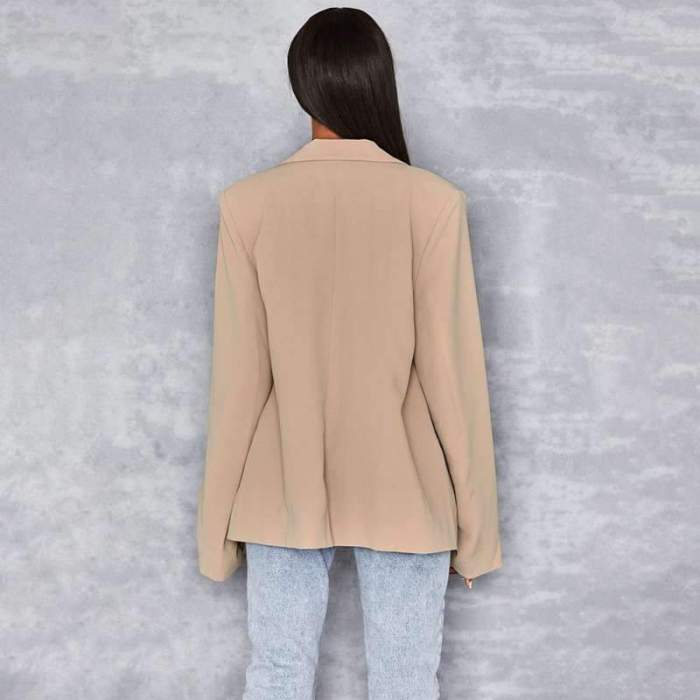 Casual Pure Double-breasted Long sleeve Blazer
