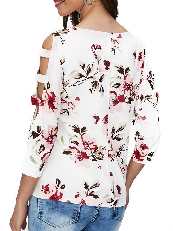Fashion casual floral print long sleeve T-shirts