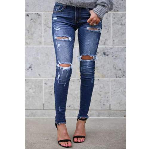 Fashion Broken hole Women Jeans Pants