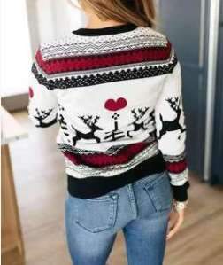 Fashion Christmas print Round neck Long sleeve Knit Sweaters