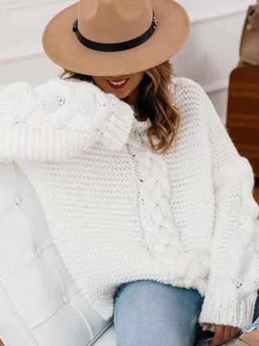 Fashion Casual Pure Knit V neck Long sleeve Sweaters