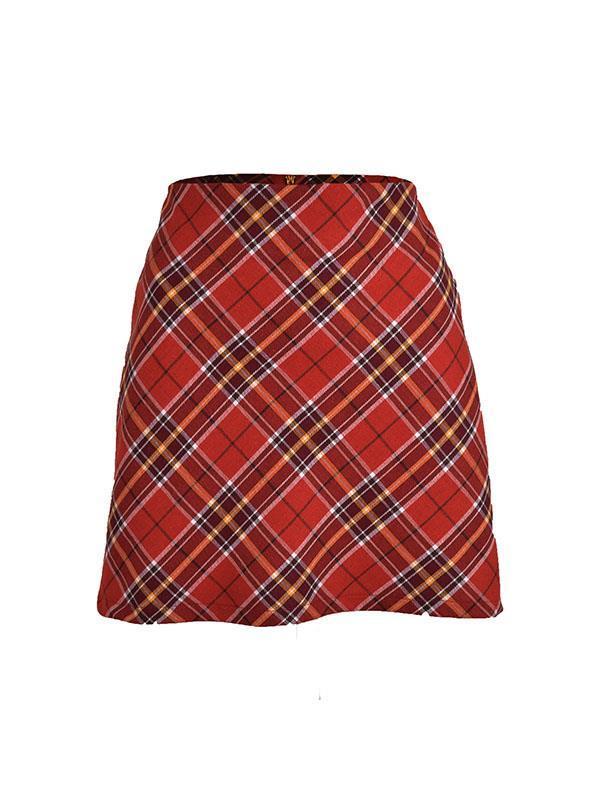 Fashionable plaid zipper short skirts