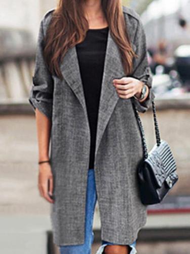 Autumn turn down neck long sleeve long trench coats