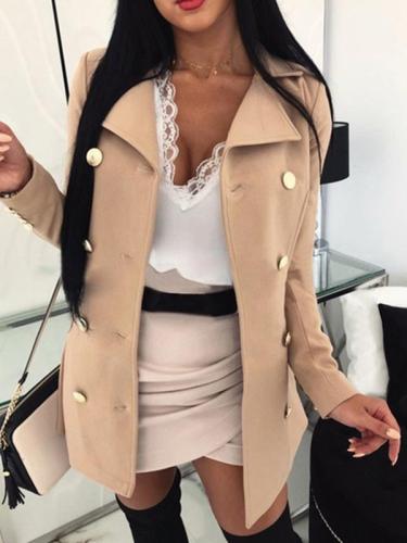 Women long style turn down neck trench coats