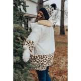 Fashion Casual Plush Leopard Lapel Long sleeve Coats
