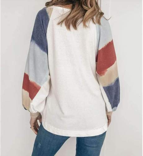 Fashion Print Gored Round neck Long sleeve Knit Sweatshirts