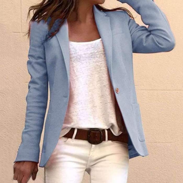 Fashion Casual Pure Long sleeve Pocket Blazer