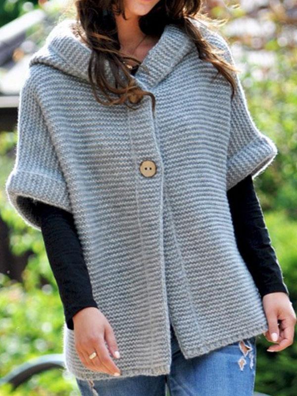 Loose knit hooded cardigan coats for autumn