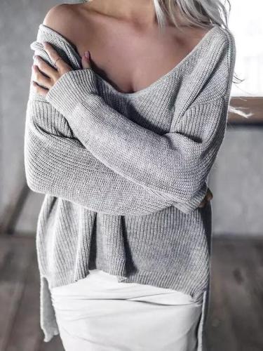 Sexy V-Neck Shoulder Out Irregular Sweater