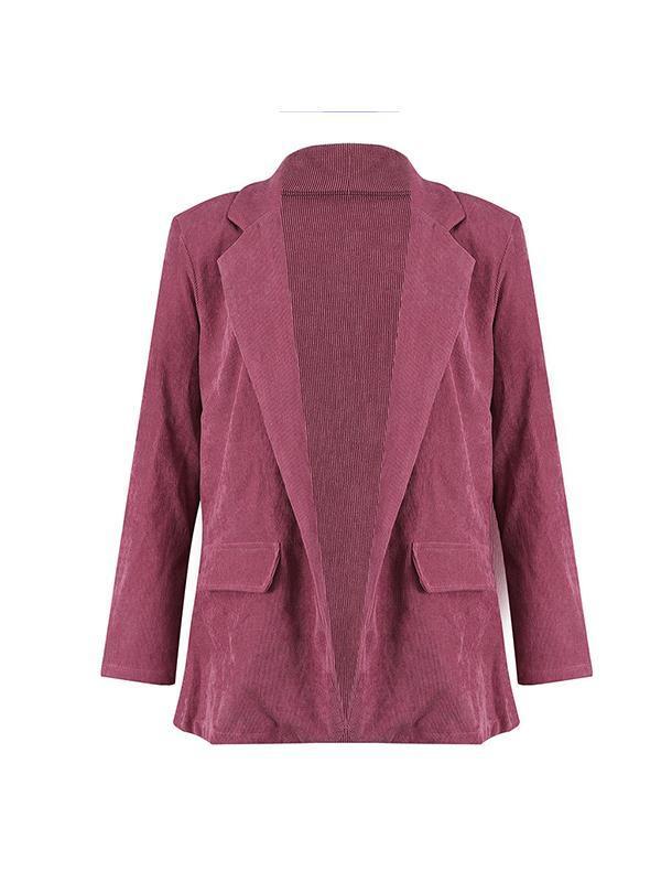 Loose pocket decorative solid color blazer coats